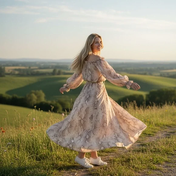 Elie Tahari Snake Print Maxi Dress NWT Smocked Waist Resort Sz 2 - Picture 4 of 11